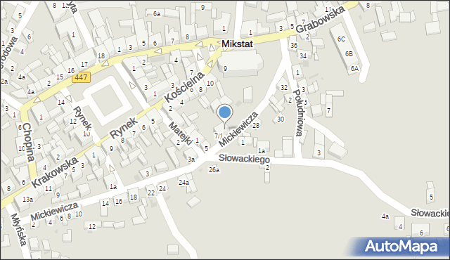 Mikstat, Mickiewicza Adama, 7/3, mapa Mikstat