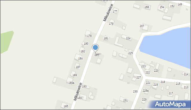 Mikułowice, Mikułowice, 185a, mapa Mikułowice