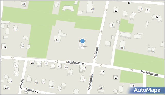 Milanówek, Mickiewicza Adama, 12, mapa Milanówek