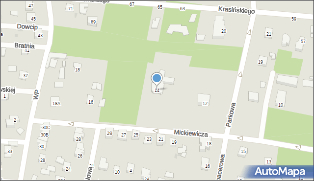 Milanówek, Mickiewicza Adama, 14, mapa Milanówek