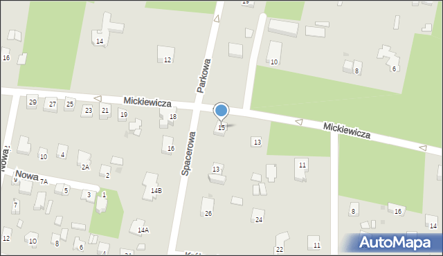 Milanówek, Mickiewicza Adama, 15, mapa Milanówek