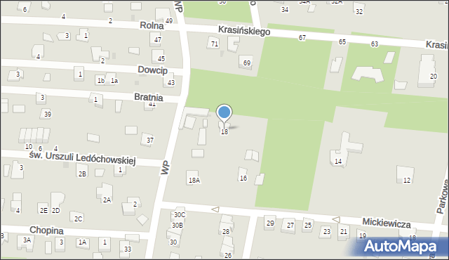 Milanówek, Mickiewicza Adama, 18, mapa Milanówek