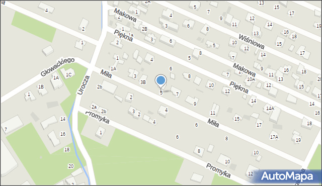 Milanówek, Miła, 5, mapa Milanówek