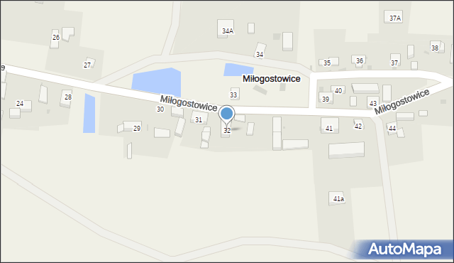 Miłogostowice, Miłogostowice, 32, mapa Miłogostowice