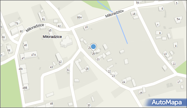 Miłoradzice, Miłoradzice, 20, mapa Miłoradzice