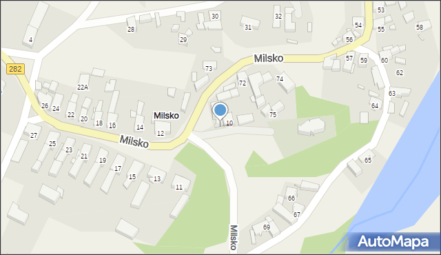 Milsko, Milsko, 10A, mapa Milsko