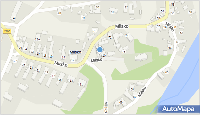 Milsko, Milsko, 10A, mapa Milsko