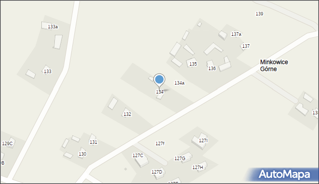 Minkowice, Minkowice, 134, mapa Minkowice