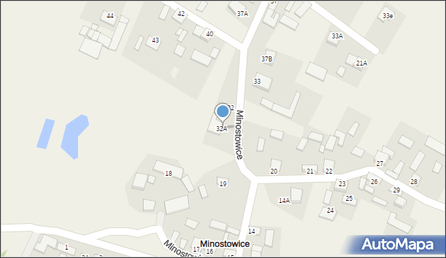 Minostowice, Minostowice, 32A, mapa Minostowice