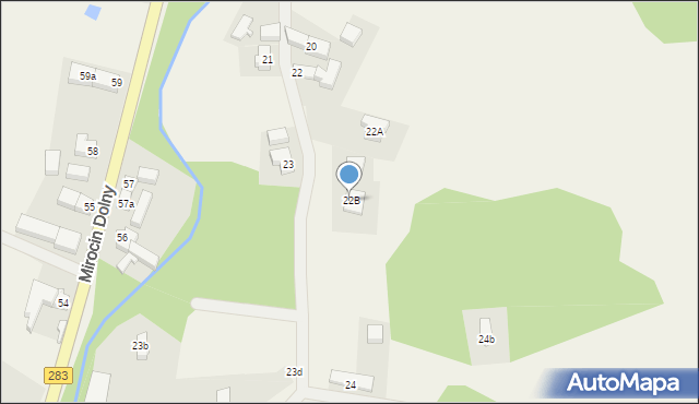 Mirocin Dolny, Mirocin Dolny, 22B, mapa Mirocin Dolny