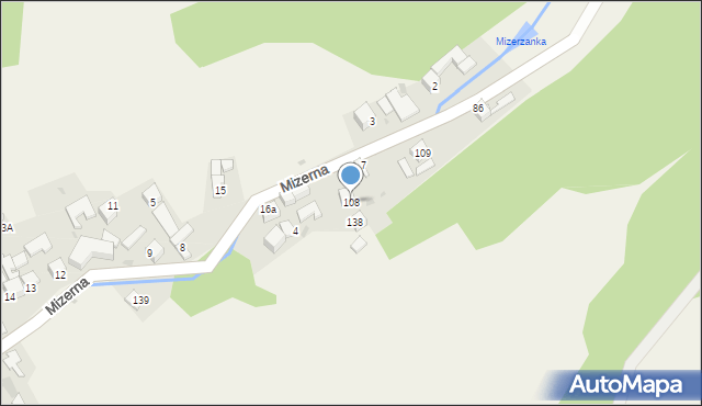 Mizerna, Mizerna, 108, mapa Mizerna