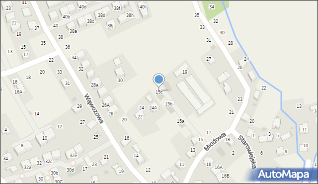 Modlniczka, Miodowa, 15c, mapa Modlniczka