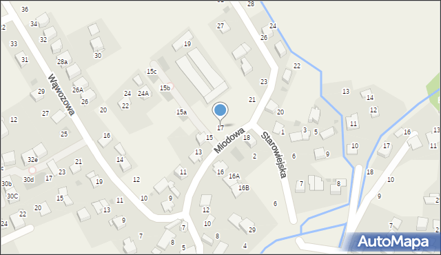 Modlniczka, Miodowa, 17, mapa Modlniczka