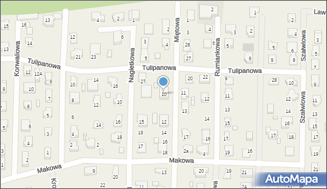 Modrzyca, Miętowa, 10, mapa Modrzyca