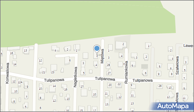 Modrzyca, Miętowa, 2, mapa Modrzyca