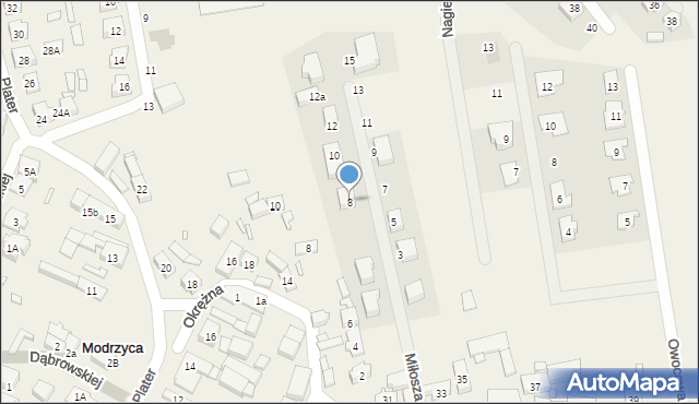 Modrzyca, Miłosza Czesława, 8, mapa Modrzyca