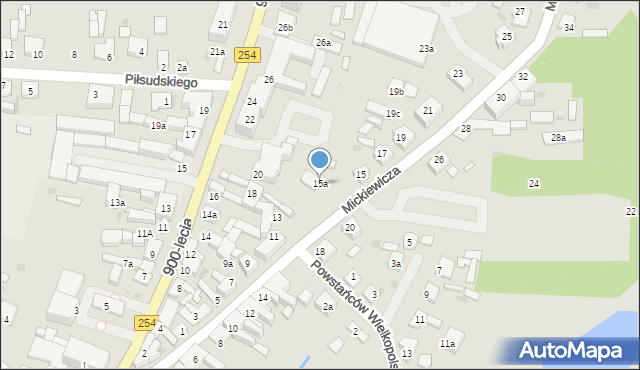 Mogilno, Mickiewicza Adama, 15a, mapa Mogilno