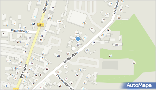 Mogilno, Mickiewicza Adama, 19, mapa Mogilno