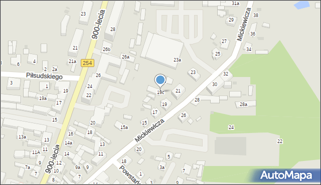 Mogilno, Mickiewicza Adama, 19c, mapa Mogilno