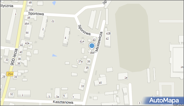 Mogilno, Mickiewicza Adama, 39A, mapa Mogilno