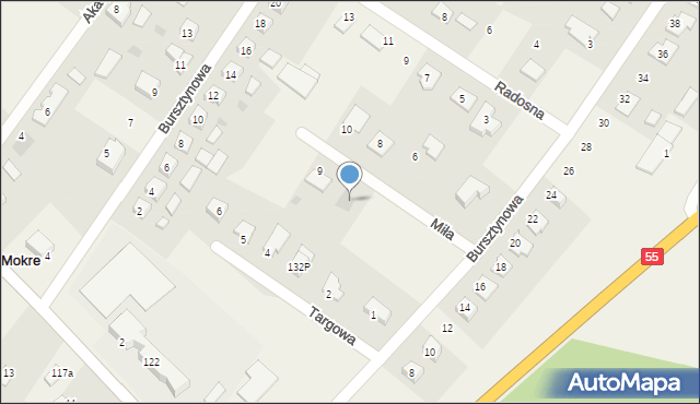 Mokre, Miła, 7, mapa Mokre