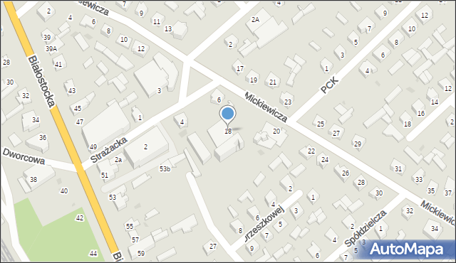 Mońki, Mickiewicza Adama, 18, mapa Mońki