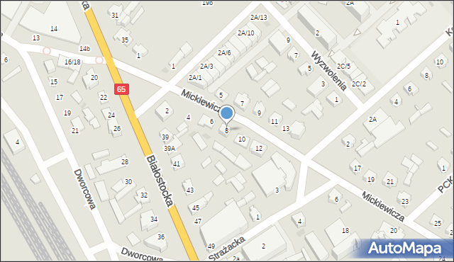 Mońki, Mickiewicza Adama, 8, mapa Mońki