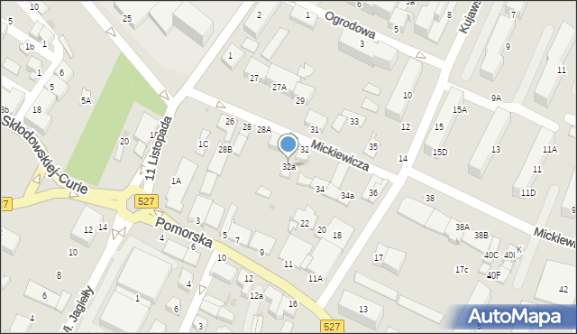 Morąg, Mickiewicza Adama, 32a, mapa Morąg