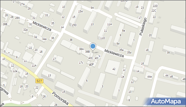 Morąg, Mickiewicza Adama, 40B, mapa Morąg