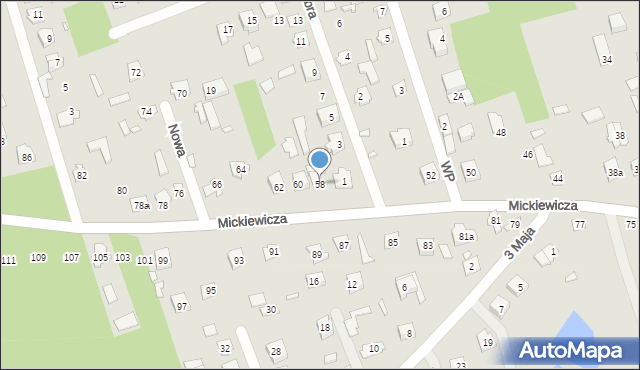 Mrozy, Mickiewicza Adama, 58, mapa Mrozy