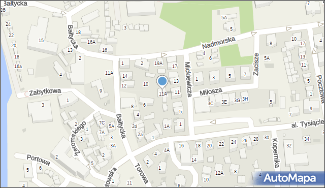 Mrzeżyno, Mickiewicza Adama, 11A, mapa Mrzeżyno