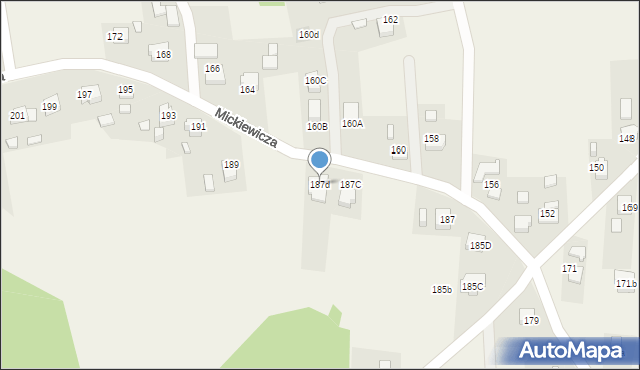 Mszana, Mickiewicza Adama, 187d, mapa Mszana