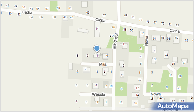 Mykanów, Miła, 4, mapa Mykanów