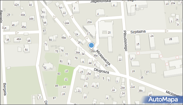 Myślenice, Mickiewicza Adama, 30a, mapa Myślenice