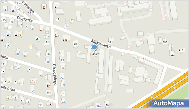 Myślenice, Mickiewicza Adama, 40a, mapa Myślenice