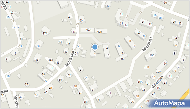 Myślibórz, Mieszka I, 1, mapa Myślibórz