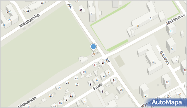 Mysłowice, Mickiewicza Adama, 10, mapa Mysłowice