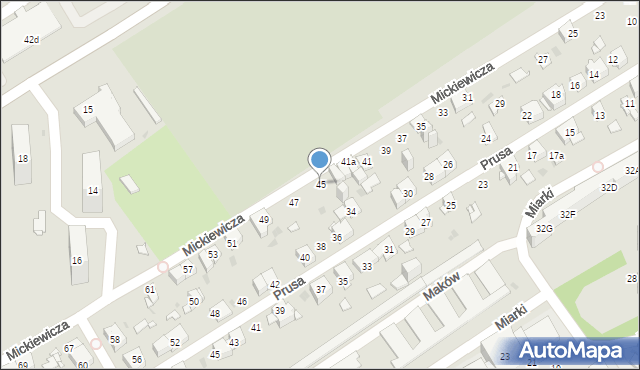 Mysłowice, Mickiewicza Adama, 45, mapa Mysłowice