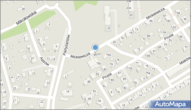 Mysłowice, Mickiewicza Adama, 83, mapa Mysłowice