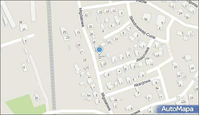 Mysłowice, Migdałowa, 12, mapa Mysłowice