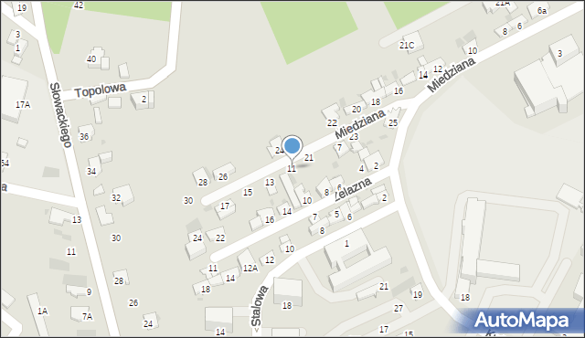 Myszków, Miedziana, 11, mapa Myszków