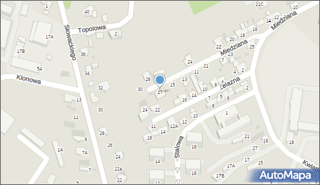 Myszków, Miedziana, 17, mapa Myszków