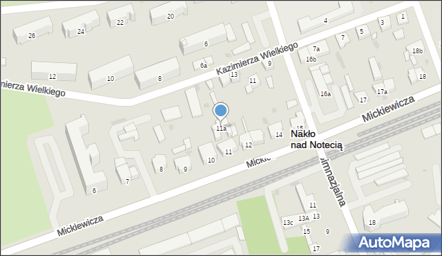 Nakło nad Notecią, Mickiewicza Adama, 11a, mapa Nakło nad Notecią