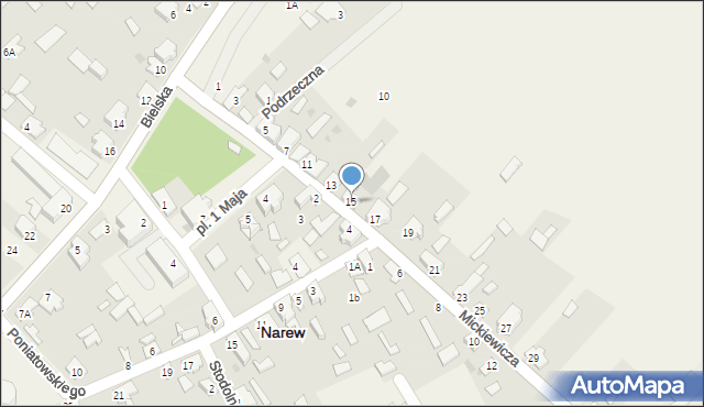 Narew, Mickiewicza Adama, 15, mapa Narew