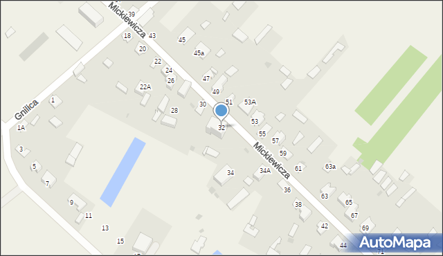 Narew, Mickiewicza Adama, 32, mapa Narew