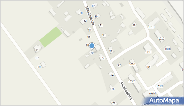 Narew, Mickiewicza Adama, 70, mapa Narew