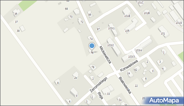 Narew, Mickiewicza Adama, 76, mapa Narew