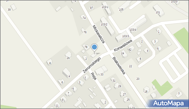 Narew, Mickiewicza Adama, 80, mapa Narew