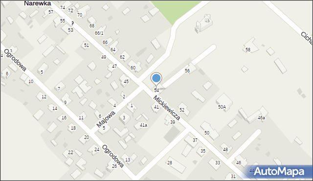 Narewka, Mickiewicza Adama, 54, mapa Narewka
