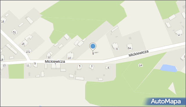 Narewka, Mickiewicza Adama, 8, mapa Narewka
